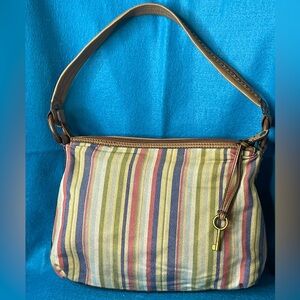 👜  Fossil Genuine Classic Striped Canvas Shoulder Bag. Medium size. 👜